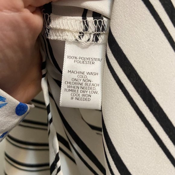 LOFT Blouse White and Black Stripes XS - Picture 6 of 6